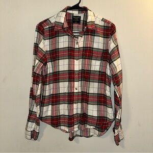 Abercrombie & Fitch Button Up Shirt Womens small red green plaid long sleeve